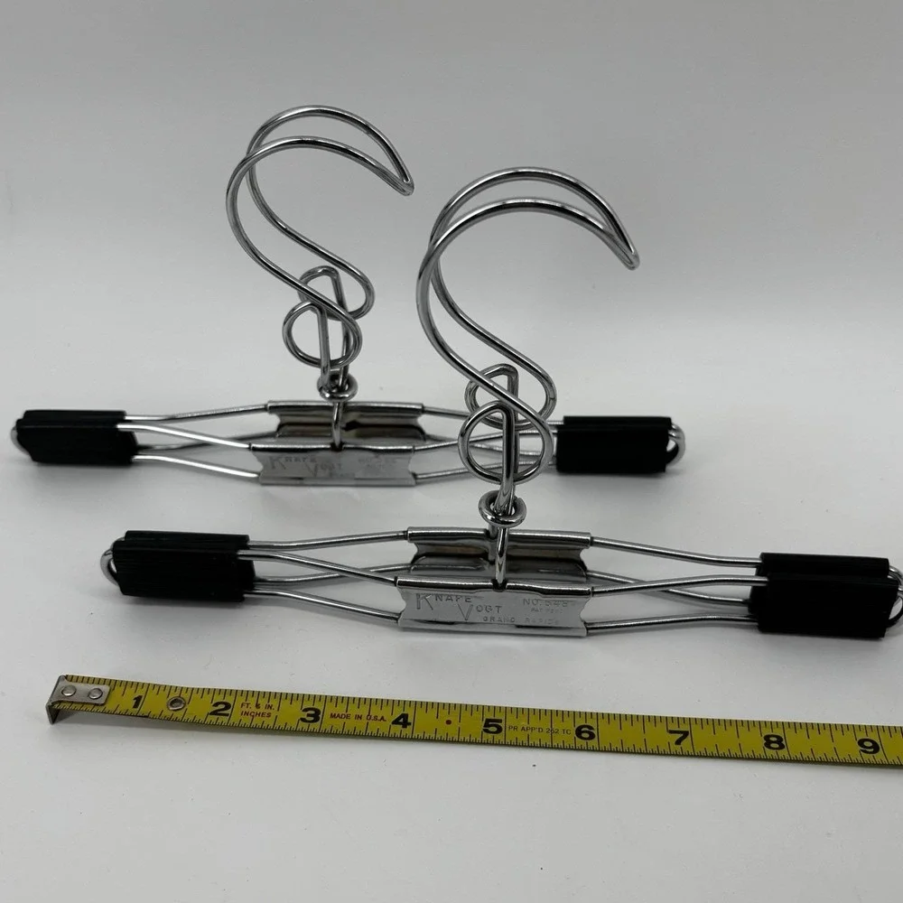 2 VtgClamp Clothes Hangers Chrome Skirts and Pants Knape Vogt GrandeRapidsUSA